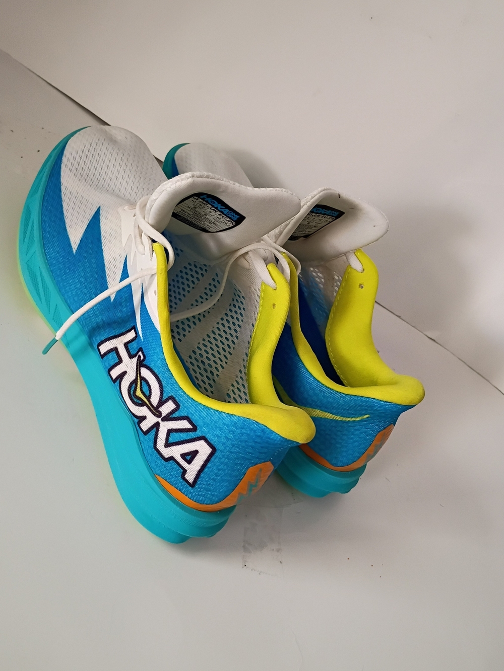 HOKA  White & Turquoise Running Shoes